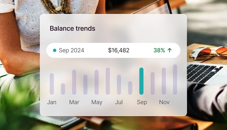 Balance trends graph on a background